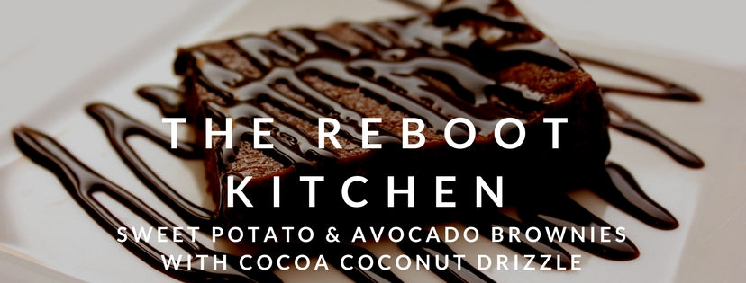 The Reboot Kitchen: Sweet Potato & Avocado Brownies with Cocoa Coconut Drizzle